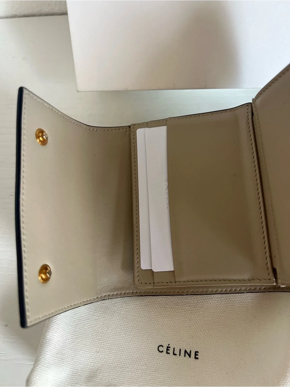 Celine Black Pebbled Leather Compact Wallet - Picture 9 of 13